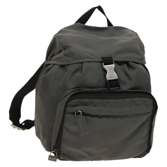 PRADA Backpack Nylon Gray Silver Auth PP851 - Picture 1 of 16